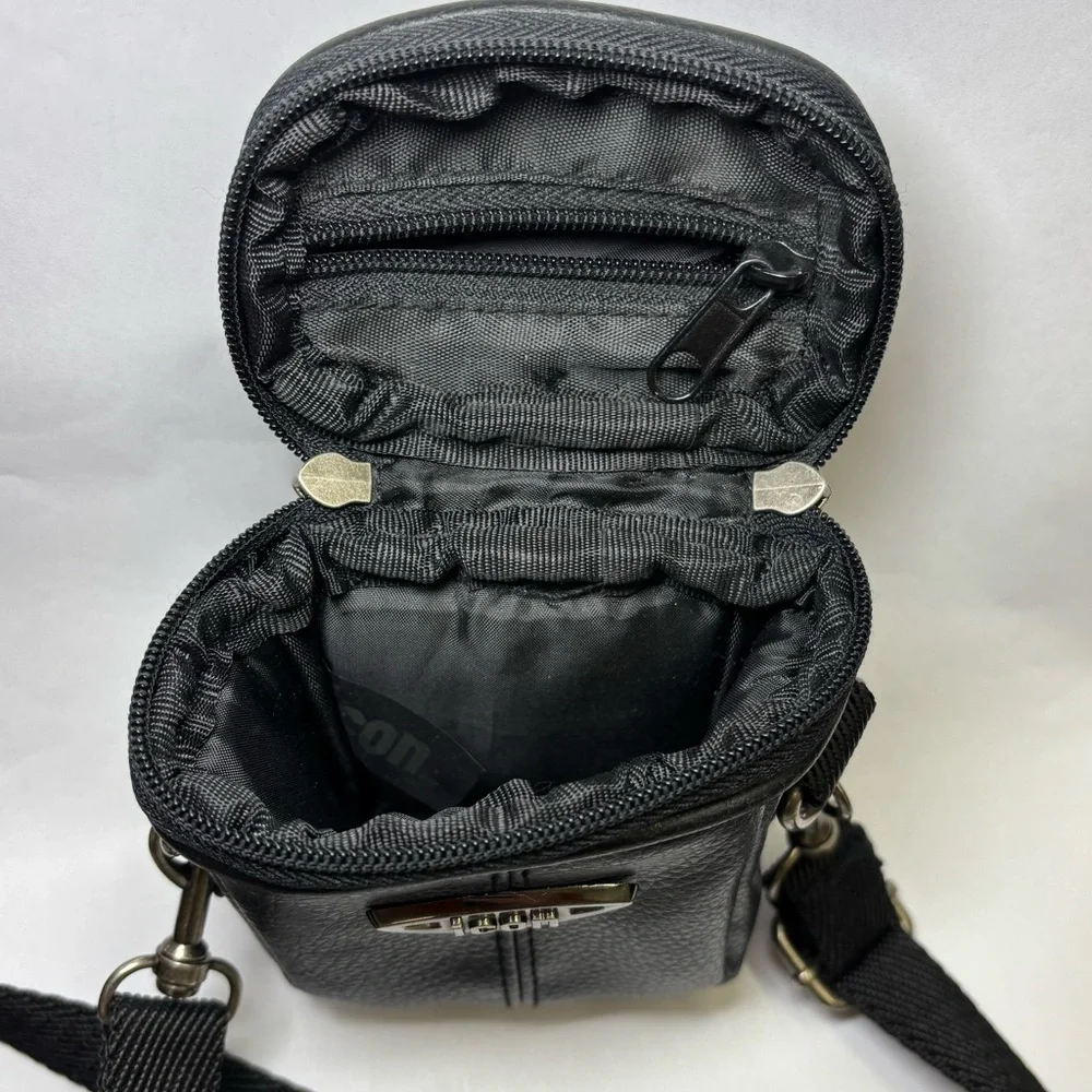 Compact camera bag, vintage faux leather